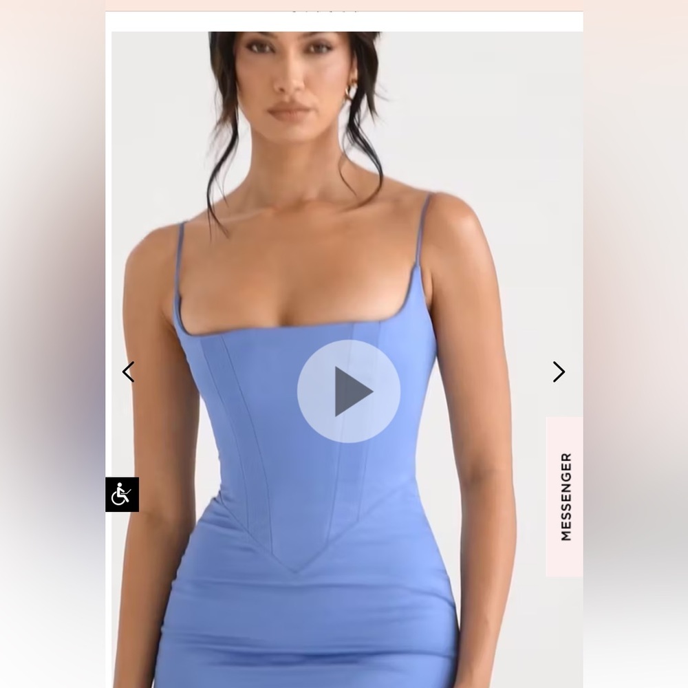 OLIVETTE 
PERIWINKLE SATIN CORSET MAXI DRESS